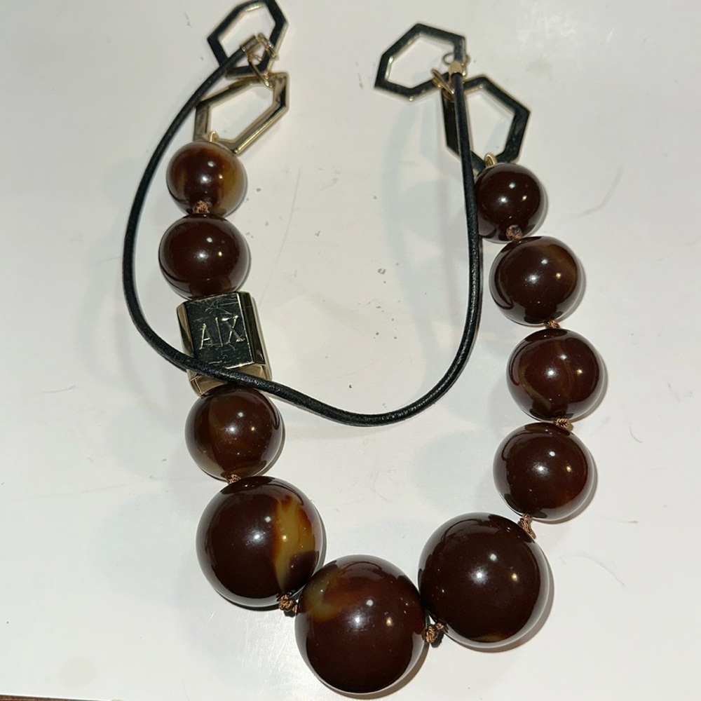Armani Exchange A/X  18 inch drop necklace, beads are various sizes